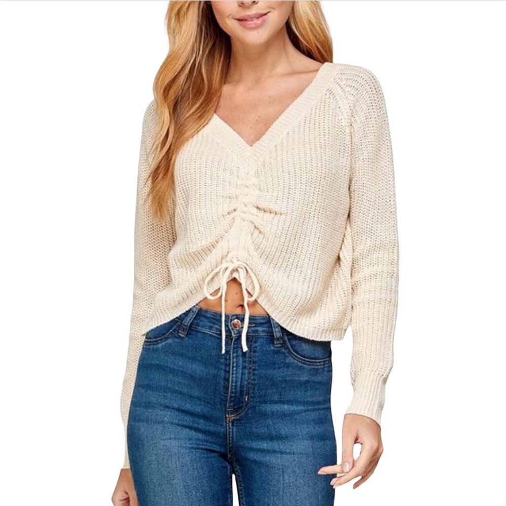 Adjustable Front Ruching‎ Knit Sweater